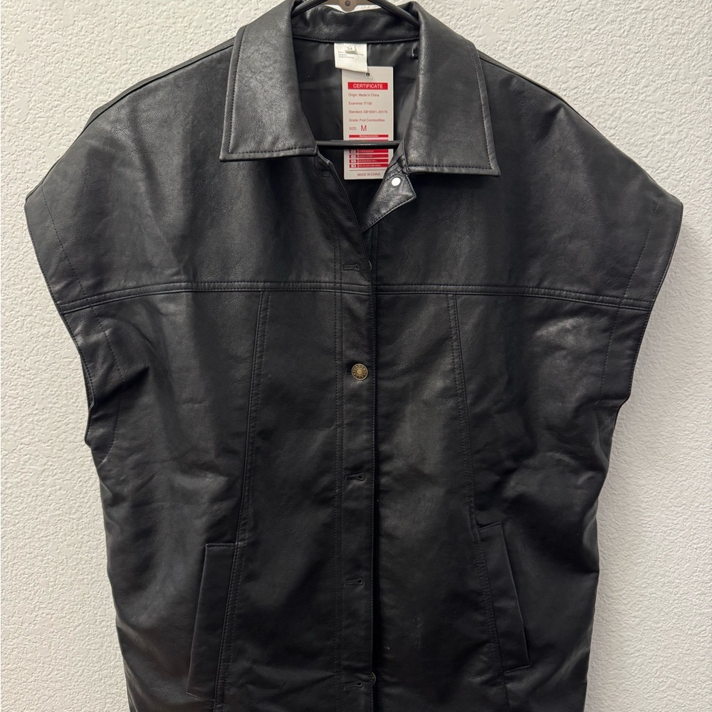 Classic Black Leather Vest for Women